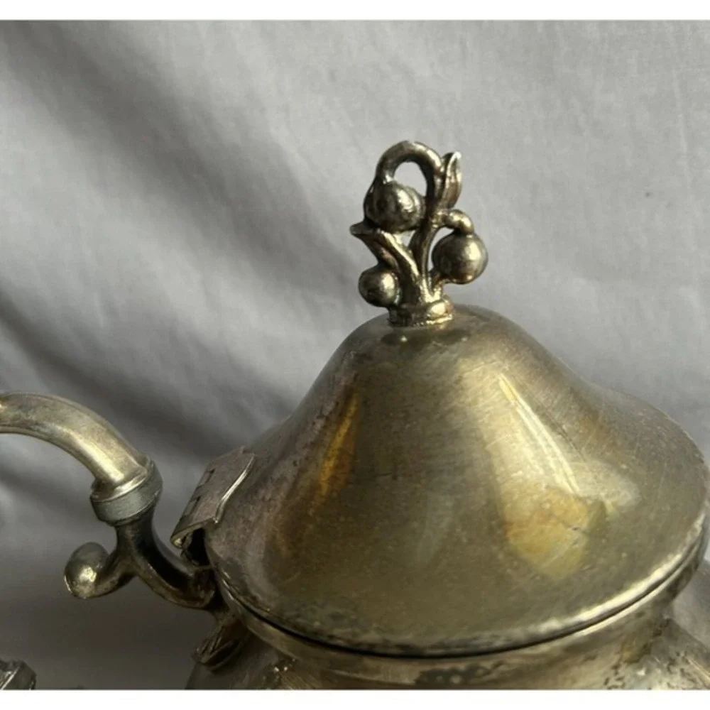 Antique Birmingham‎ Silver Footed Coffee/Teapot BSC & Creamer Pitcher Collector
